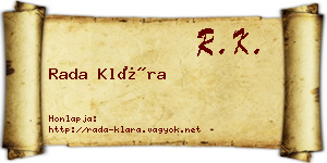 Rada Klára névjegykártya